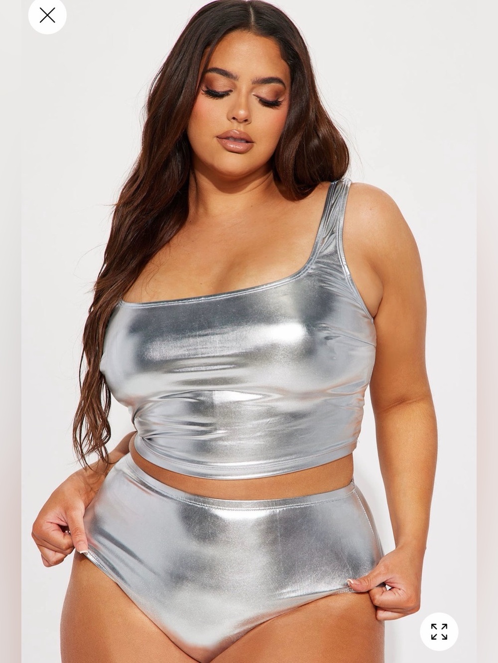 Brand New Metallic Silver Tankini Matching Set